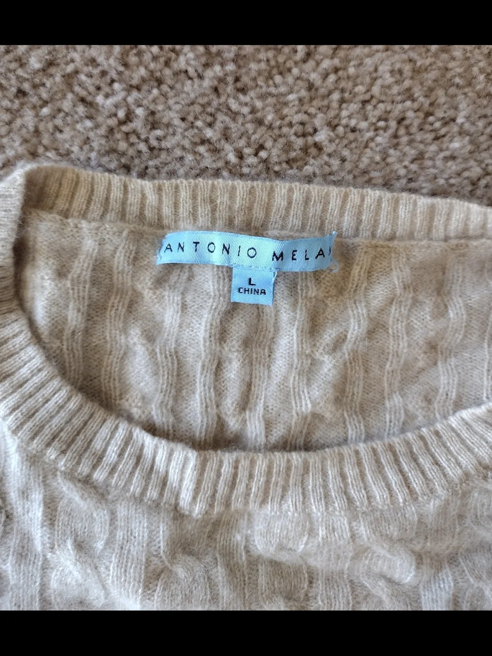 Antonio Melani Cashmere Beige Cable Knit Women's Sweater L - Picture 4 of 16